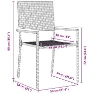 Струпваеми градински столове 4 pcs Сив и кафяв 54 x 56 x 90 см