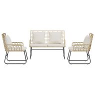 Комплект за хранене в градината 3 pcs Кафяв и Кремав полиратан