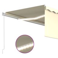 Ръчно прибиращ се сенник с щора и LED, 4x3 м, кремав