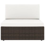 Градински комплект с възглавници, 7 части, кафяв полиратан