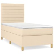 Боксспринг легло с матрак, кремава, 90x190 см, плат