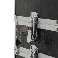 Куфар за грим на колелца, алуминий, черен с крокодилски мотив