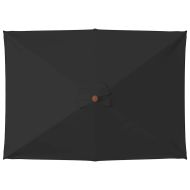 Градински чадър с дървен прът, черен, 150x200 см