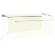 Ръчно прибиращ се сенник с щора и LED, 3x2,5 м, кремав