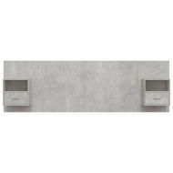 Горна табла за легло с шкафчета, бетонно сива, инженерно дърво