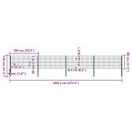 Ограден панел с железни стълбове, зелен, 694,5x80 см