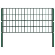 Ограден панел с железни стълбове 1385x80 см, зелен
