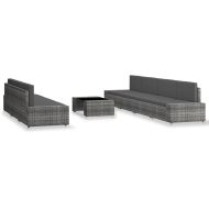 Градински комплект за отдих, 8 части, полиратан, сив