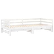 Разтегателно дневно легло 2x(90x200) см бяло борово дърво масив