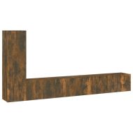 Комплект ТВ шкафове от 3 части, опушен дъб, инженерно дърво