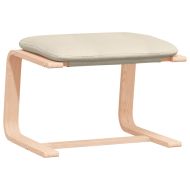 Релаксиращ стол с табуретка, кремав, текстил