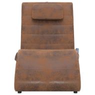 Масажираща кушетка с възглавница, кафява, изкуствен велур