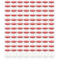 Стъклени буркани за сладко с червени капачки, 96 бр, 230 мл