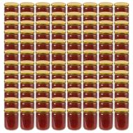 Стъклени буркани за сладко със златисти капачки, 96 бр, 230 мл