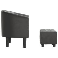 Объл фотьойл с табуретка за крака, сиво, изкуствена кожа