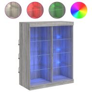 Сайдборд с LED светлини, сив сонома, 81x37x100 см