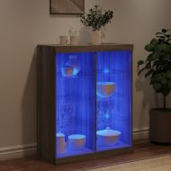 Сайдборд с LED светлини, сив сонома, 81x37x100 см