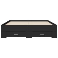 Рамка за легло с чекмеджета, черна, 135x190 см, инженерно дърво
