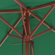 Градински чадър с дървен прът, 150x200 см, зелен