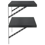 Стенни рафтове 2 бр 75x40 см черни неръждаема стомана