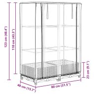 Повдигнато легло с оранжерия калъф, ратанов вид, 80x40x123 см
