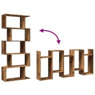 Разделител за стая / библиотека 5 нива старо дърво 70x24x161 см