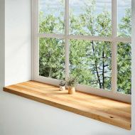 Прозоречни первази, 2 бр, светлокафяви, 140x40x2 см, дъб масив