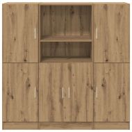 Комплект кухненски шкафове 3 части дъб артизан инженерно дърво