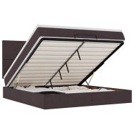 Османска легло с матрак и LED, тъмнокафяво, 160x200 см, плат