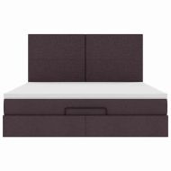 Османска легло с матрак и LED, тъмнокафяво, 160x200 см, плат