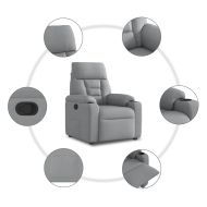 Реклайнер стол, светлосив, текстил