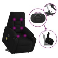 Електрически изправящ масажен реклайнер стол черен текстил