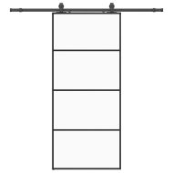 Плъзгаща се врата с обков черна 90x205 см ESG стъкло