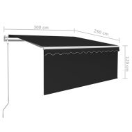 Автоматично прибиращ се сенник с щора, 3x2,5 м, антрацит