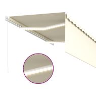 Ръчно прибиращ се сенник с щора и LED, 3x2,5 м, кремав