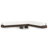 Градински комплект с възглавници, 11 части, кафяв полиратан