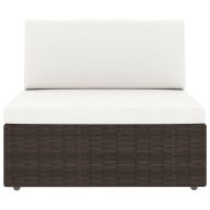 Градински комплект с възглавници, 11 части, кафяв полиратан