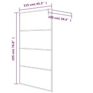 Параван за баня сребрист 115x195 см прозрачно ESG стъкло