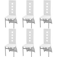 Трапезни столове, 6 бр, бели, изкуствена кожа