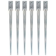 Заземителни колове 6 бр сребристи 7x7x90 см поцинкована стомана