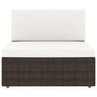 Градински комплект с възглавници, 6 части, кафяв полиратан