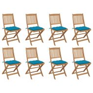 Сгъваеми градински столове с възглавници 8 бр акация масив