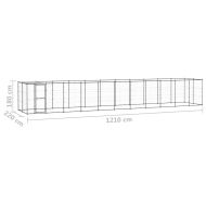 Външна клетка за кучета с покрив, стомана, 26,62 м²