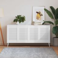 Врати за шкафове решетен дизайн 4 бр бял 61,5x39,4 см бор масив