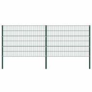 Ограден панел с железни стълбове 349x120 см, зелен