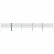 Ограден панел с железни стълбове, 867x80 см, зелен