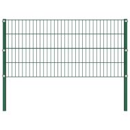 Ограден панел с железни стълбове, 867x80 см, зелен