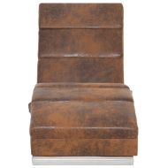 Масажираща кушетка, кафява, изкуствен велур