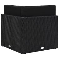 Модулен ъглов диван, полиратан, черен