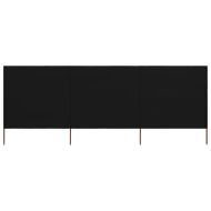 Параван против вятър от 3 панела, текстил, 400x120 см, черен